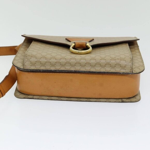 CELINE Macadam Canvas Shoulder Bag Beige Gold Auth - Picture 6 of 16